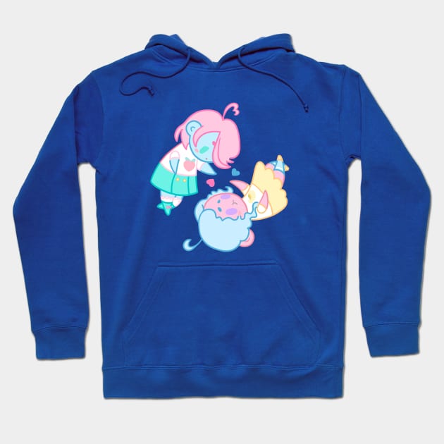 Kawaii girls - Ying & Yang - Peach and Banana Hoodie by MoonArtGlitch